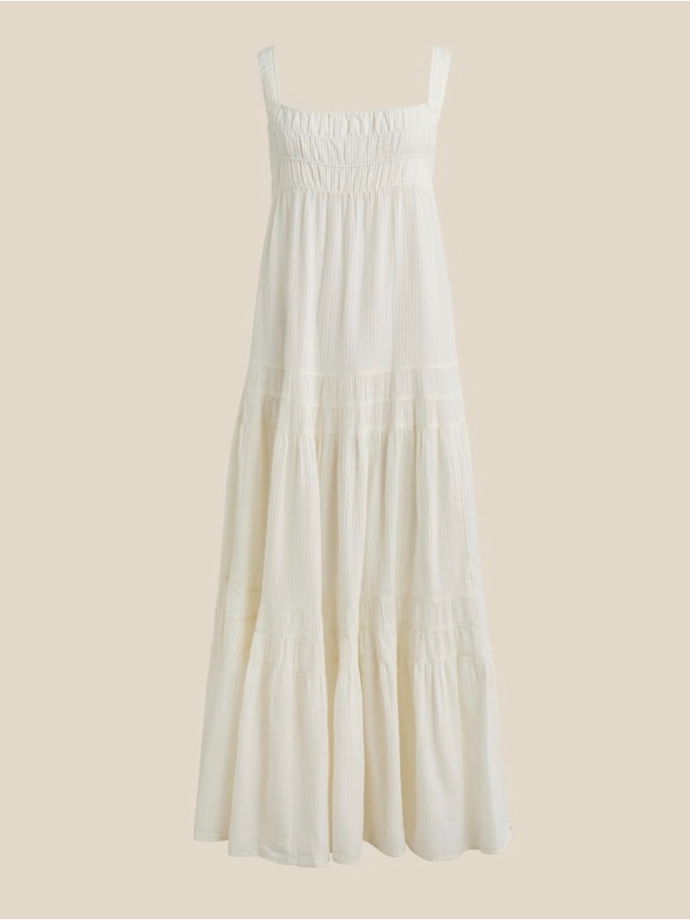 J. Crew Cream Tiered Maxi Sundress